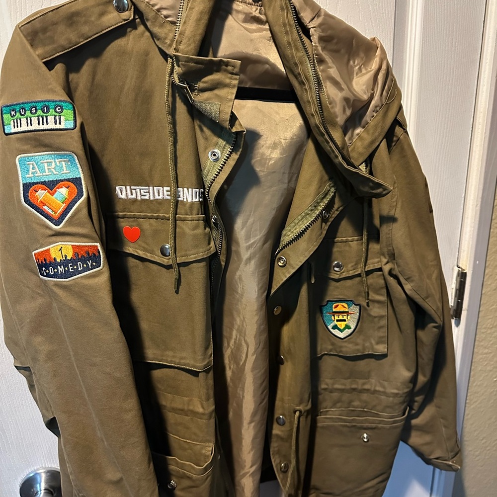 Olive Green Jacket with Patches